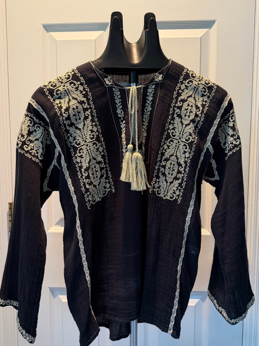 Isabel Marant - Black Shirt with Cream Embroidered and Tassel ❤️